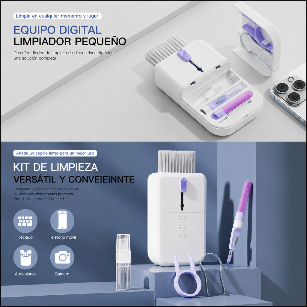 La Solución Completa para tus Dispositivos - Kit Portable de Limpieza 11 en 1